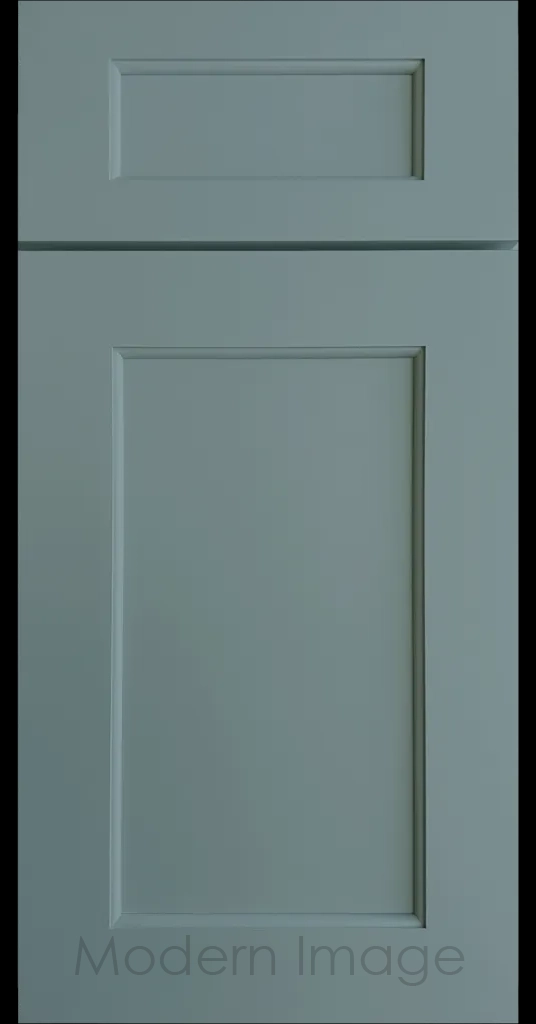 Carlsbad II Shaker kitchen cabinets with distinct line detailing in a Sage color.